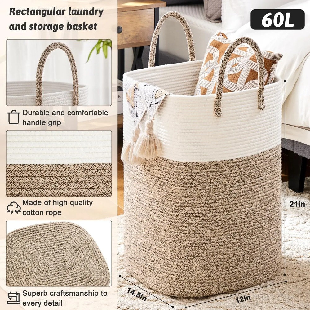 Laundry Basket,Woven Cotton Ro - Baby Products Hamper บทวิจารณ์และราคา