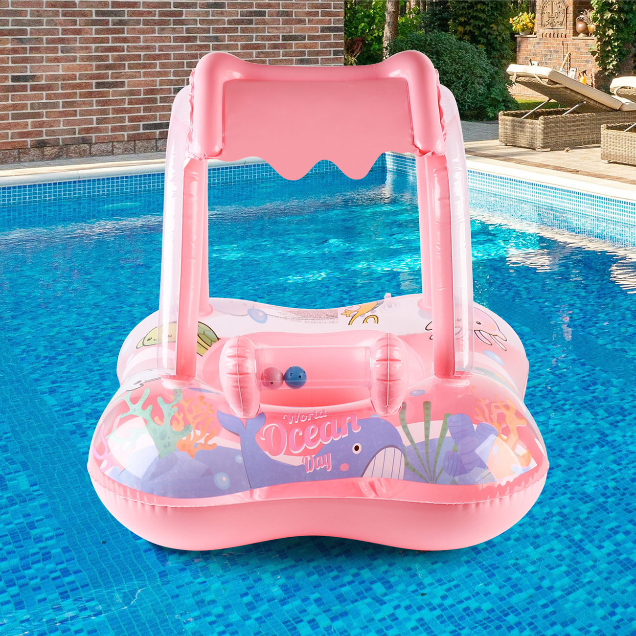 1pc Pool floats with canopy fo - Baby Swimming Floater บทวิจารณ์และราคา