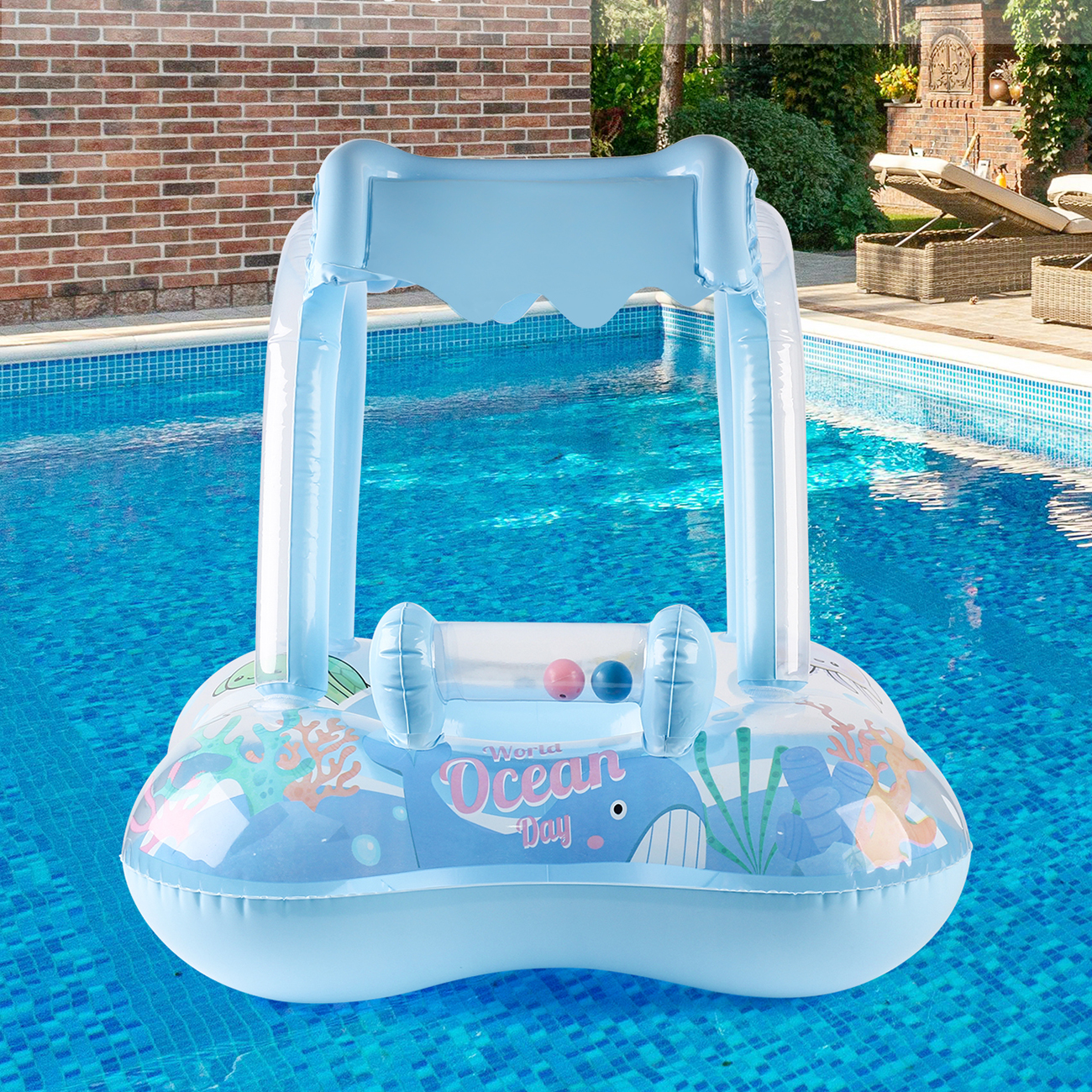 1pc Pool floats with canopy fo - Baby Swimming Floater บทวิจารณ์และราคา