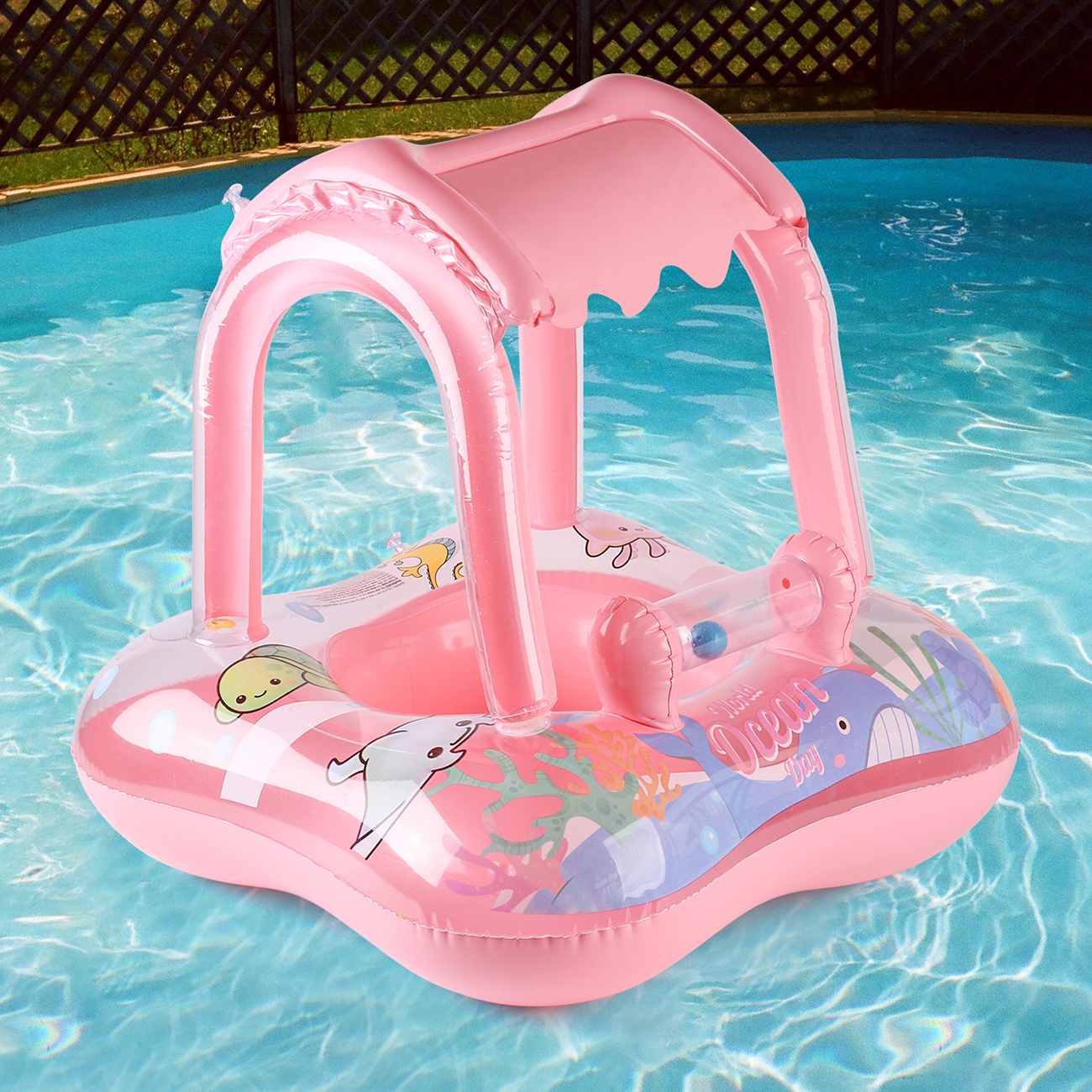 1pc Pool floats with canopy fo - Baby Swimming Floater บทวิจารณ์และราคา
