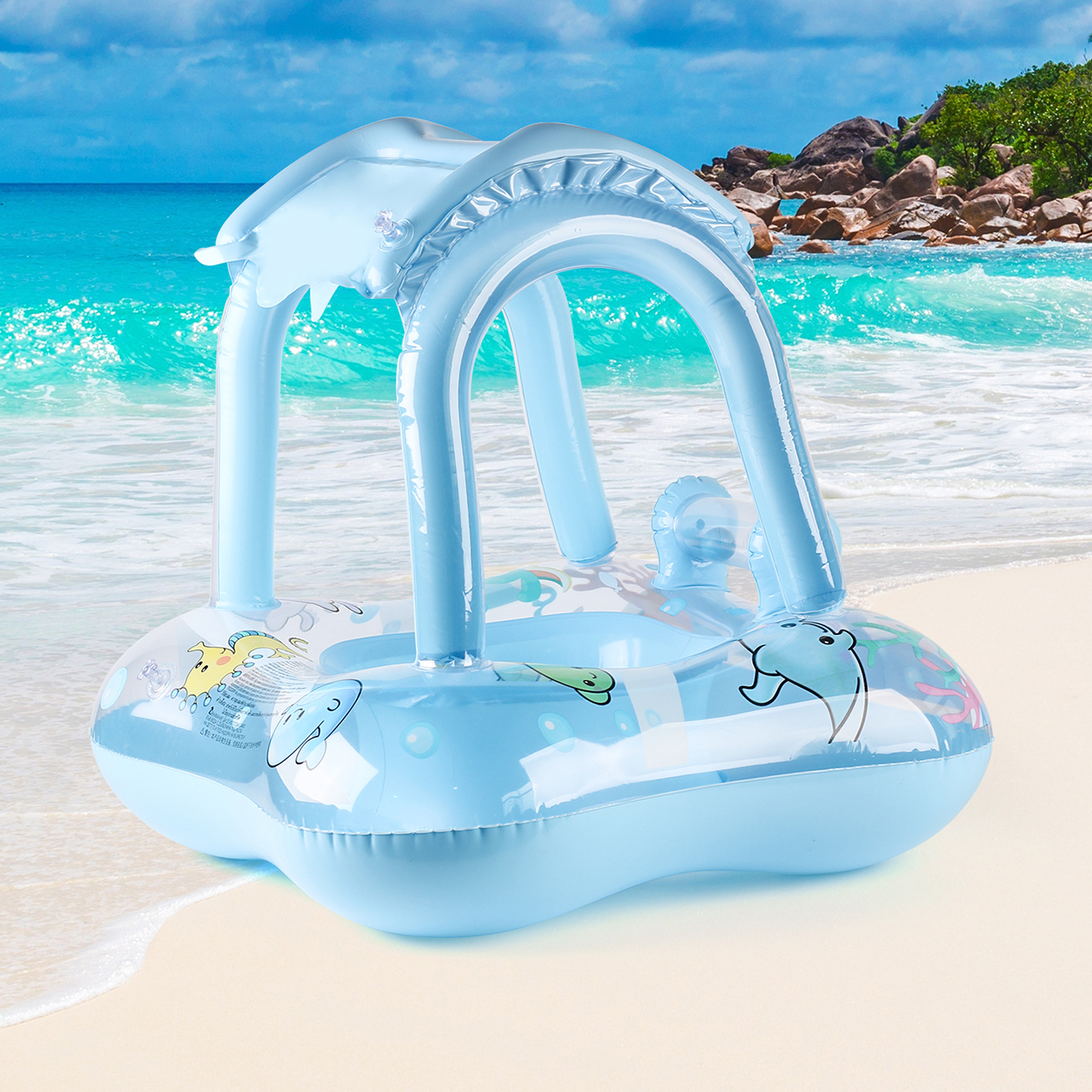 1pc Pool floats with canopy fo - Baby Swimming Floater บทวิจารณ์และราคา