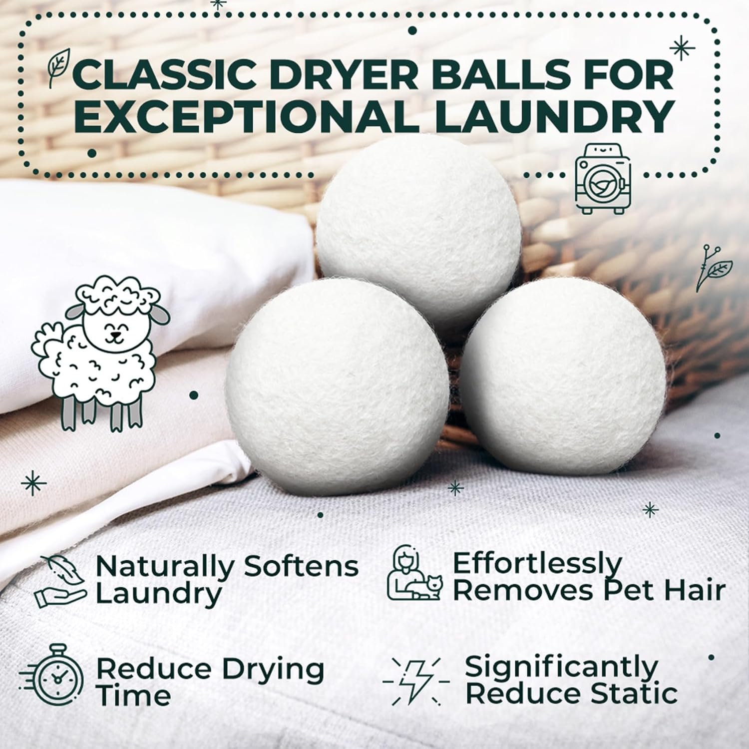 6-Pack Reusable Wool Dryer Bal - Baby Products Eco Friendly บทวิจารณ์และราคา