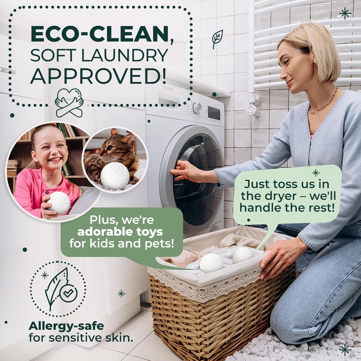 6-Pack Reusable Wool Dryer Bal - Baby Products Eco Friendly บทวิจารณ์และราคา
