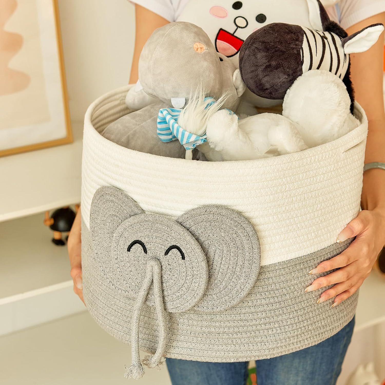 Large Elephant Cotton Rope Bas - Baby Products Hamper บทวิจารณ์และราคา