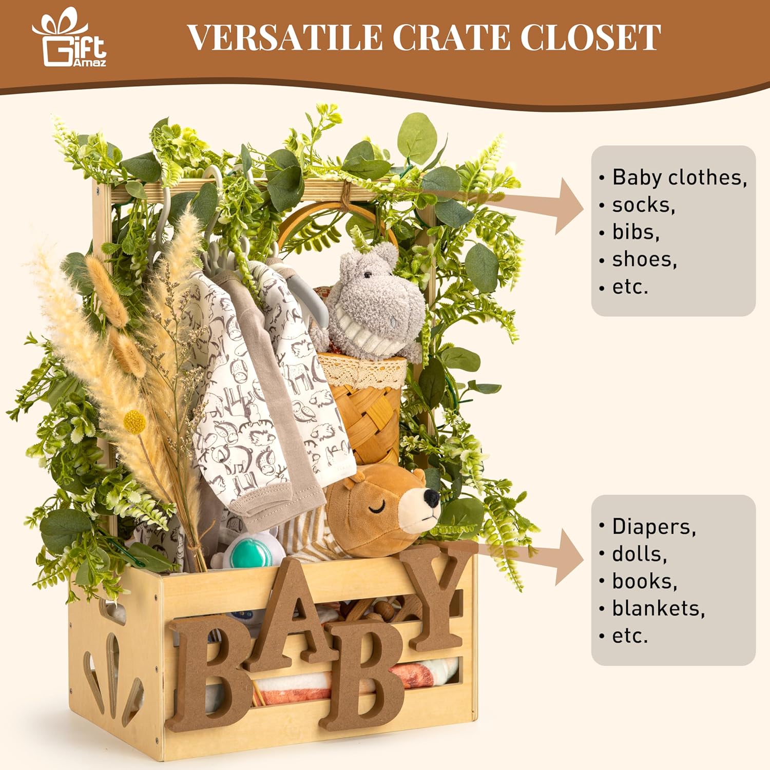 Wooden Baby Shower Crate Baske - Baby Products Hamper บทวิจารณ์และราคา