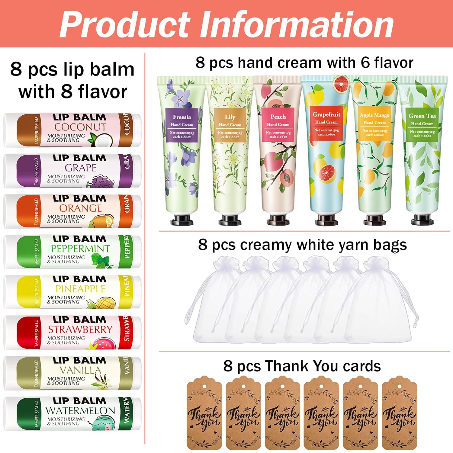 8 Sets Hand Cream and Lip Balm - Baby Products Gift Card บทวิจารณ์และราคา